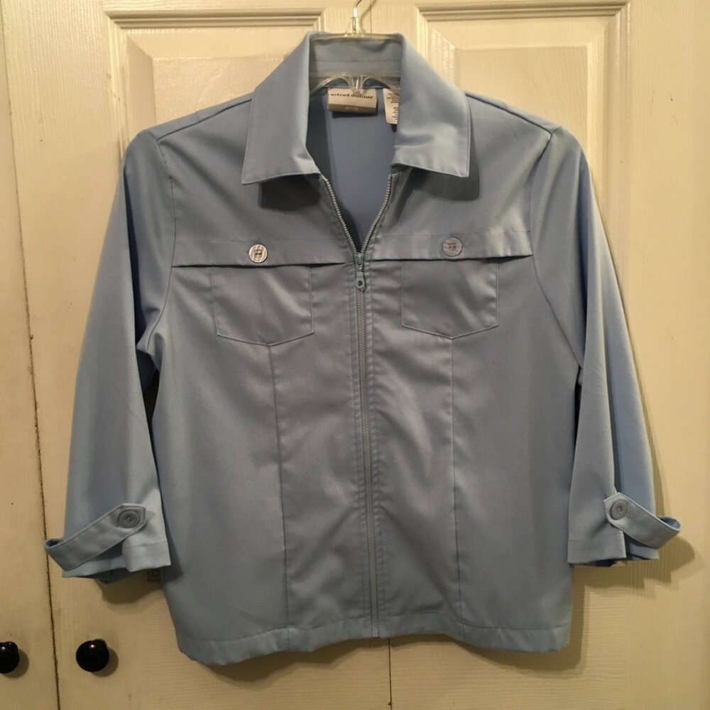 Alfred Dunner Blue Zip-Up Blouse